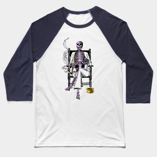 Smoking Skeleton Baseball T-Shirt